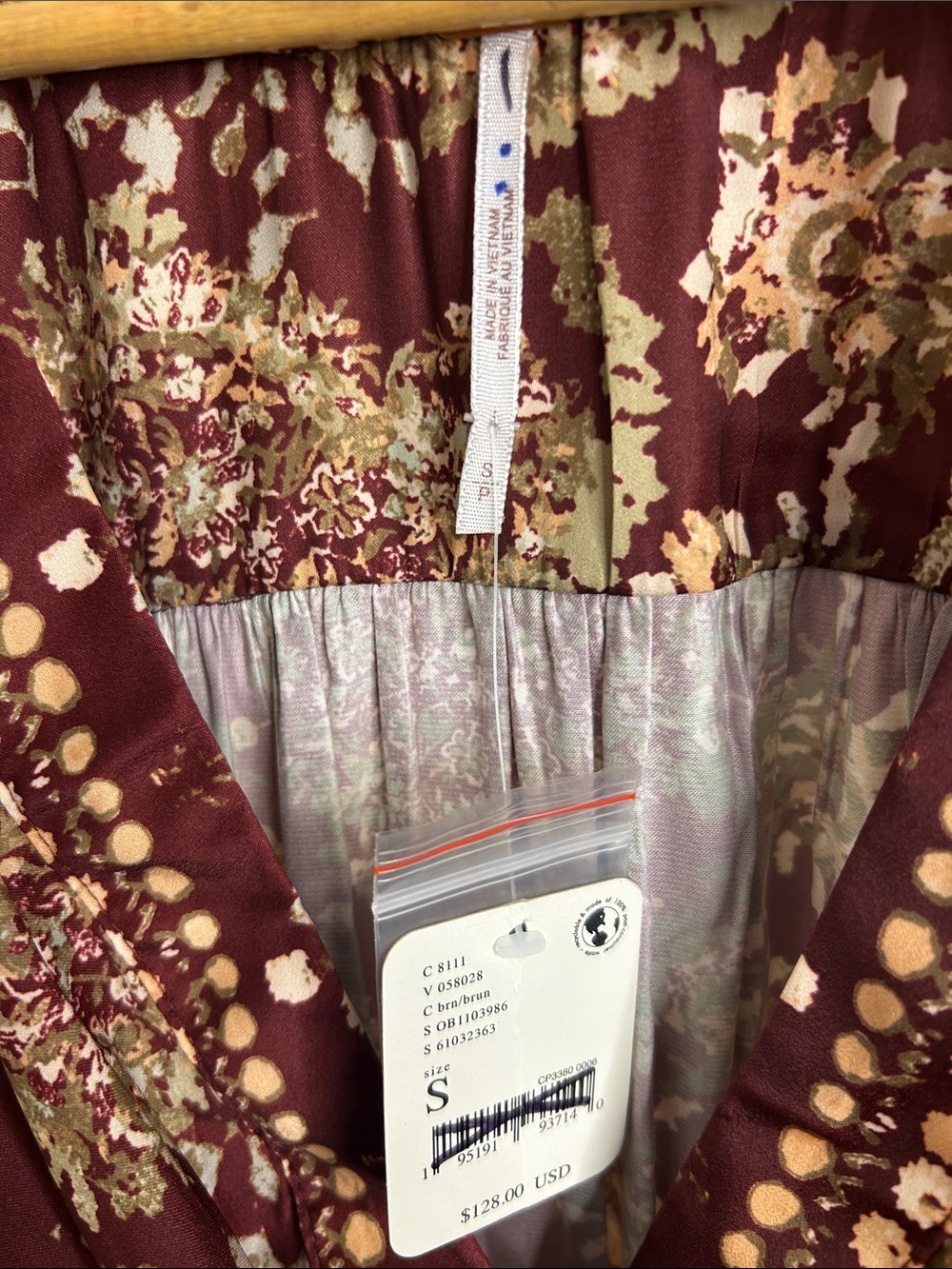 Free People Run Free Burgundy Floral Tie-Front Blouse - Picture 5 of 10